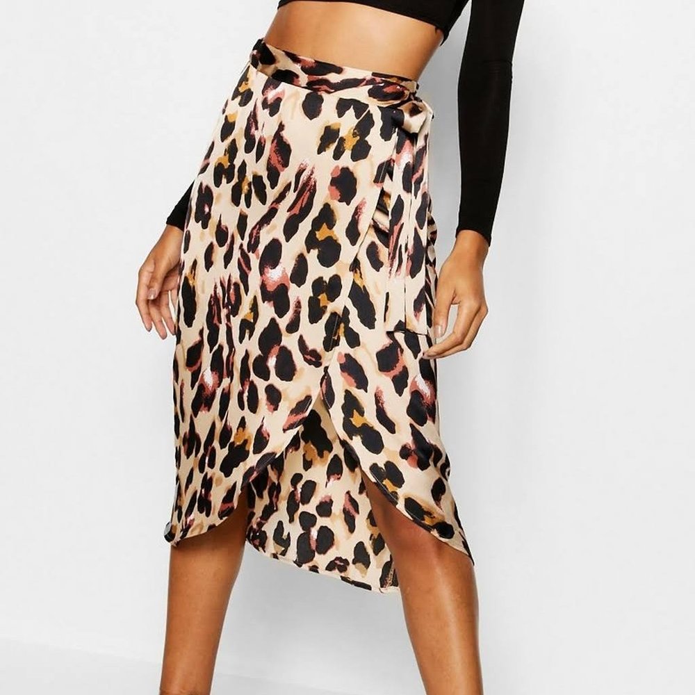 Leopard print wrap skirt